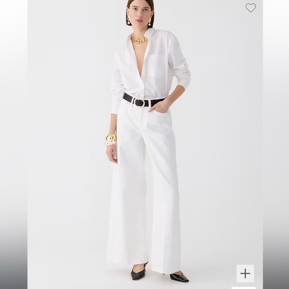 J.Crew High-rise superwide-leg jean in white
